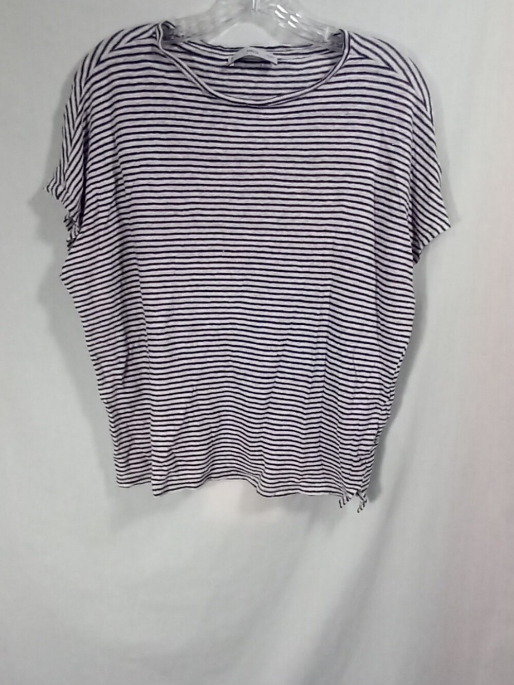 Mango Black White Striped Short Sleeve Tee Size L